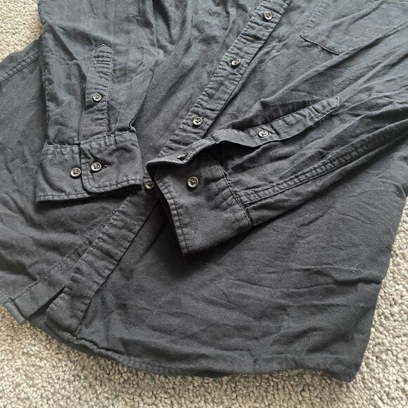 Uniqlo Mens Button Up Top Black Sz Medium Minimalist Classic Career Office Basic - Picture 4 of 7